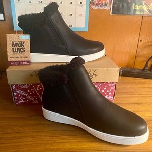 Muk Luks Black Faux Fur-Lined Ankle Booties